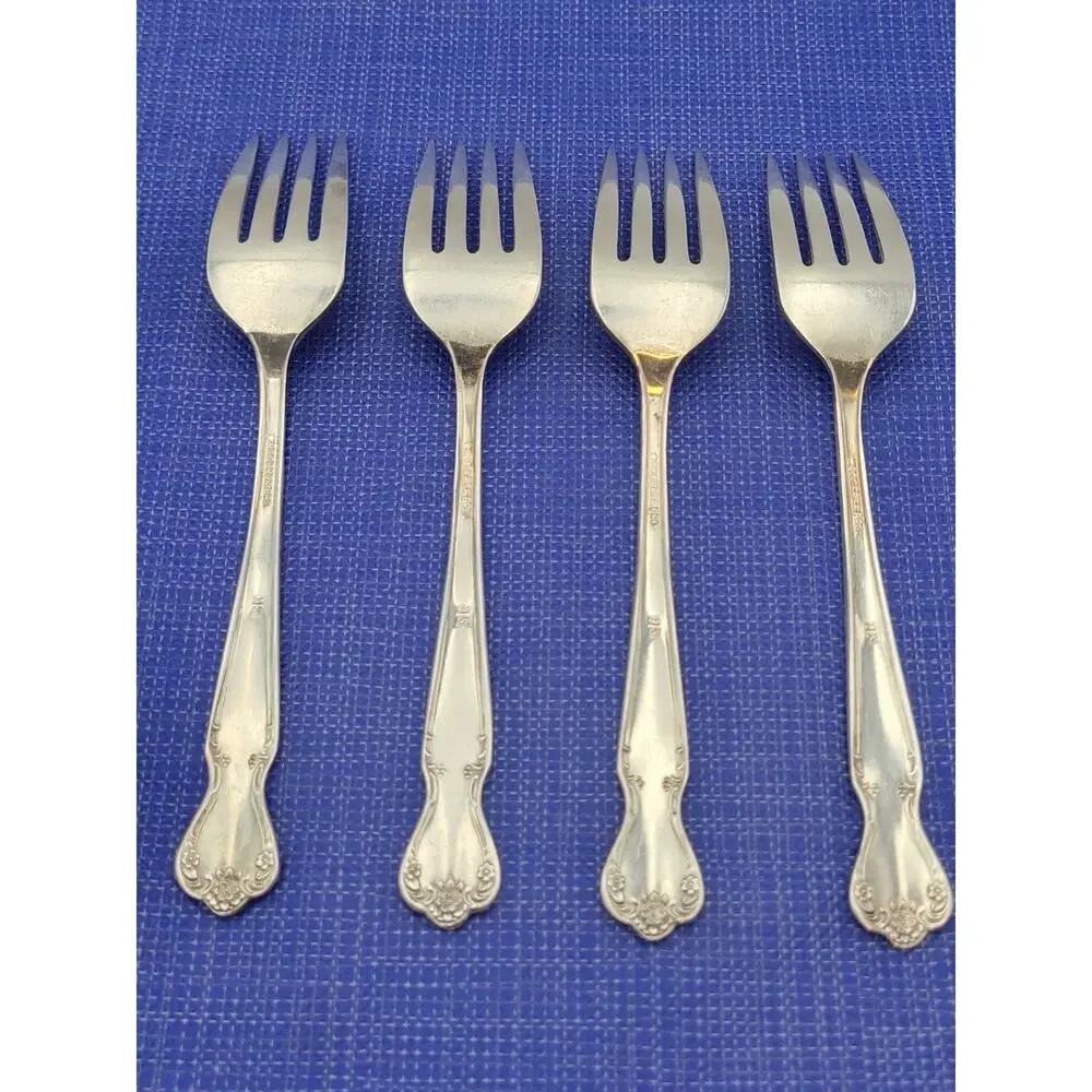 Rogers Brothers Daybreak Elegant Lady Set of 4 Salad Forks Reinforced Plate IS